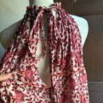 Free People | LYLA Red Floral Gauze High Neck Ruffle Hem Mini Dress | Medium Photo 4