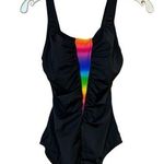 Reebok  Swim Women's Rainbow One Piece Support Swimsuit Black Size 8 NWOT Photo 0