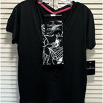 Cuddl Duds 2-Peice PJ Set Black Short Sleeve Top Floral Headband Size XS Photo 0