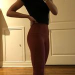 Maroon Mesh High Rise Leggings Red Photo 3