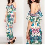 Flying Tomato Jumpsuit Green Multi Cold Shoulder Tropical Print Size Small Photo 3