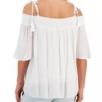 JM Collection NWT White Gold Shimmer Off Shoulder Tassel Tie Straps Petite Large Photo 1