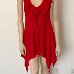 White Fox Boutique [White Fox] Red Y2K Ruffle Halter Neck Asymmetrical Hem Mini Dress Size Large L Photo 1
