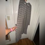Bobeau  Striped Long Cardigan - Black and White Photo 3