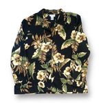 Vintage 90s Oversized Shirt Jacket Black Tropical Floral Printed Shacket Plus 16 Black Photo 5