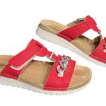 Inblu Shoes Womens Size US 7 Red Slide Sandals Chain Leather Footbed Slip On Photo 10