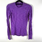 Lululemon 5 Mile Long Sleeve Heathered Regal Plum Soft Cotton Thumbholes Size 4 Photo 1