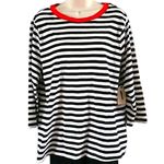 st. john's bay Women's Black White Stripe Long Sleeve Tee Shirt Size 0X NWOT Photo 3