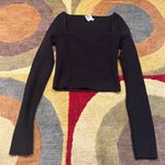 Princess Polly Black Sweater Knit Ribbed Sweetheart Neck Crop Top Size Small Photo 0