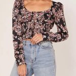 Free People  Santiago Top Floral Cropped puff long sleeve buttons smocked ruched Photo 13