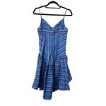 ROSIE ASSOULIN Flared Striped Mini Dress Sz 2 Blue Photo 4