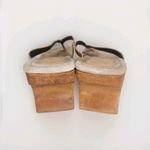 Candie's VTG Y2K Chunky Natural Leather Wood Platform Thong Sandals Women's 8 Photo 5