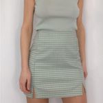 Brandy Melville Cara Mini Skirt Green and White Check Plaid XS OS One Size Photo 0