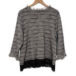 Chico's Black White Tweed Crochet Lace Cardigan Size 3 Large Photo 1