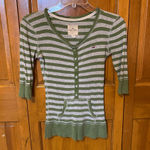 Hollister  green striped Henley top  Photo 0