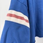 American Eagle Varsity Blue Crop Hoodie Striped Sleeve Sweatshirt Medium Photo 2