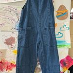 Denim High Roller Pull On Jumpsuit Overalls Baggy Loose Fit Adjustable Straps Blue Photo 8