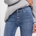 Free People Reagan Button Fly Raw Hem Ankle Blue Denim Skinny Jeans Size 28 Photo 0