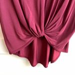 Lavender Field  Burgundy Tie Front Short Sleeve Blouse Photo 5