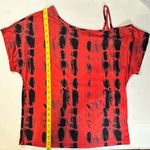 SheIn  Tie Dye Asymmetrical Neck Cut Out Tee Red Black Summer Top Casual Size Med Photo 3