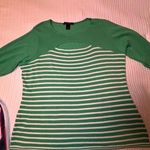 Ashley Stewart  Peek-A-Boo Green & White Striped Lightweight Casual LS Sweater-26 Photo 0