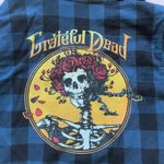 Grateful Dead  Flannel Shirt Blue/Black Graphic Button Down Logo Size Small Photo 2