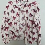 ASOS  Cheetah Button Up Shirt 6 White Pink Long Sleeve Baddie Indie Sleaze E-Girl Photo 0