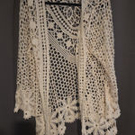 Rebellion Open Front Crochet Cardigan Kimono Topper Flare Sleeves Boho Sz S Photo 0