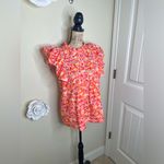 Entro NTM: Sunset Dream Mock Neck Ruffle Sleeve Babydoll Orange & Pink Top Sz M Photo 5