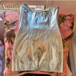 Edikted astro zip up metallic mini dress shiny / silver women’s strapless nwt Photo 5