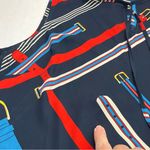 CAbi Women Style 5736 Hold Up Top Sz M Keyhole Tie Front V Neck Navy Belt *FLAW Photo 7