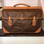 ETRO Milano Red Paisley Coated Canvas Vachetta Double Sides Travel Bag 55cm Photo 2