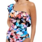 Profile by Gottex Color Rush Black Ruffle‎ One Shoulder One Piece Swimsuit 12 Photo 0