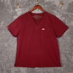 FIGS Technical Collection V-Neck Top One Pocket Catarina Burgundy Size Xl Women Photo 1