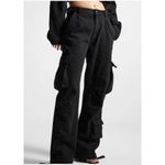 Maniere De Voir  - Mid Rise Cargo Pants in Black Photo 5