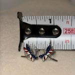 Dragonfly American Flag Earrings Stud Pierced Earrings Red Photo 1