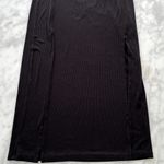 LNA Easy Rib Midi Cap Sleeve Dress Black XS Split Front V-Neck Rayon Spandex Photo 5