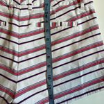 Wishful park  Women's Striped Jean Shorts - Red and Purple Photo 5