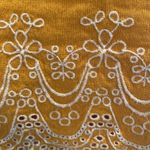 Loft  Linen Blend Riviera Embroidered Scalloped Hem Shorts Mustard Yellow Sz 4 Photo 2