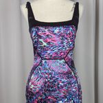 Jay Godfrey Sleeveless Watercolor Print Satin Sheath Dress Black Size 4 Photo 13