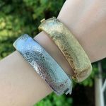 2 Vintage Hinged Cuff Bracelets Gold & Silver (bangle?) Photo 0