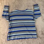 Talbots T by Striped Cotton Top Nautical Casual Long Sleeve Blue Black 1X Photo 5