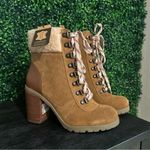Crevo Footwear Joan Leather Sherpa Lace Up Ankle Boot 7 NWT Tan Photo 1