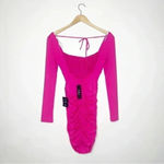 Lulus  Feel the Attraction Hot Pink Ruched Long Sleeve Bodycon Dress Size XS nwt Photo 5
