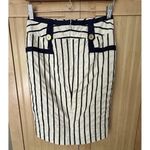 Tory Burch Koemi Nautical Striped Pencil skirt W Gold Buttons Size 2 EUC Preppy Photo 2