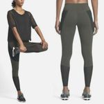 Nike  Leggings‎ Power Legendary Mid-Rise Training Tights Olive Green Women Medium Photo 1