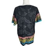 Vintage Hand Painted T Shirt Colorful Tropical Bird Large Black Short Sleeve Photo 3