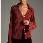 Anthropologie  Dolan Lettuce-Hem Buttondown Flare Cuff Women's Blouse Top Shirt Photo 0