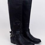 Unisa NWOT  Faux Leather Knee-High Riding Boots with Back Chain in Black Size 8M Photo 0