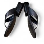 Eileen Fisher  Black Leather Minimalist Sandals, Women's Size 9 Photo 2
